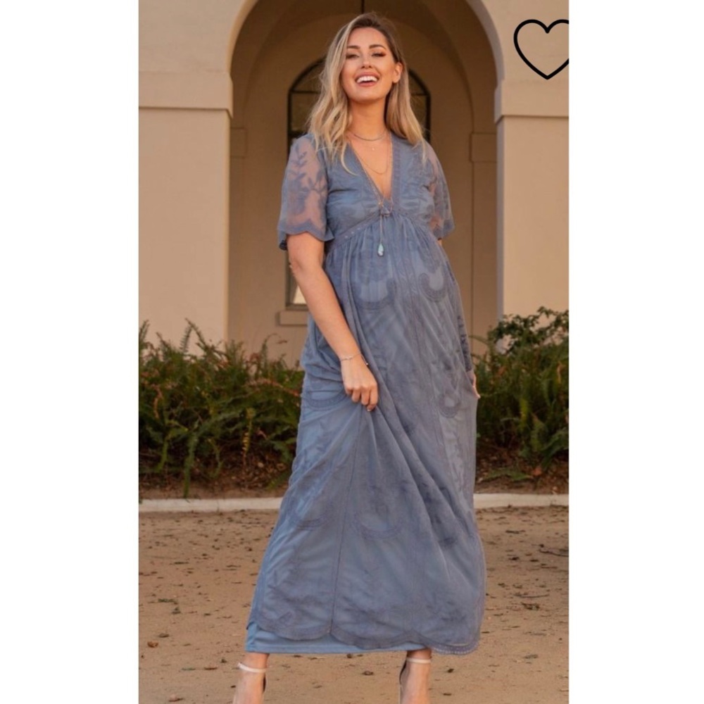 Never worn** blue lace maxi maternity dress